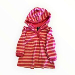 Faded Glory Girls Striped Hooded Coat 12M Pink Thrill (34-1)